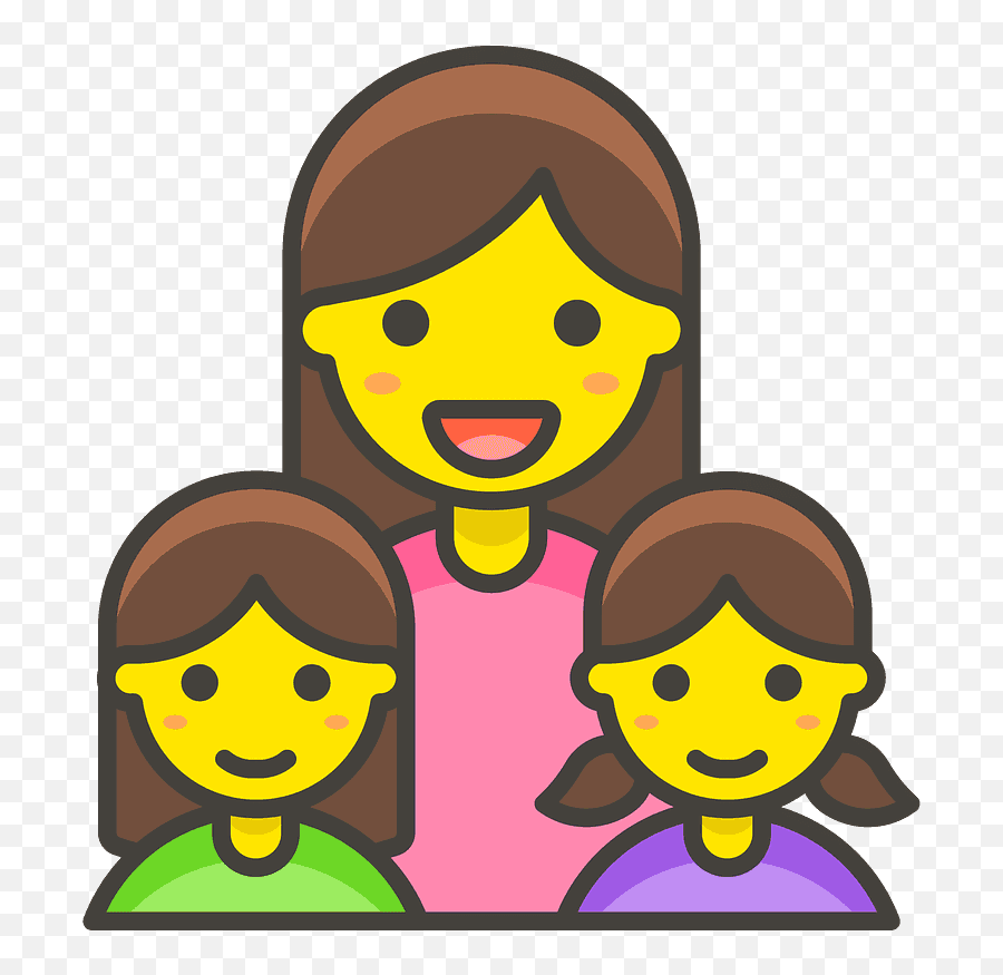 Family Woman Woman Girl Emoji Clipart Free Download - Family Emoji Png,Girl Emoji