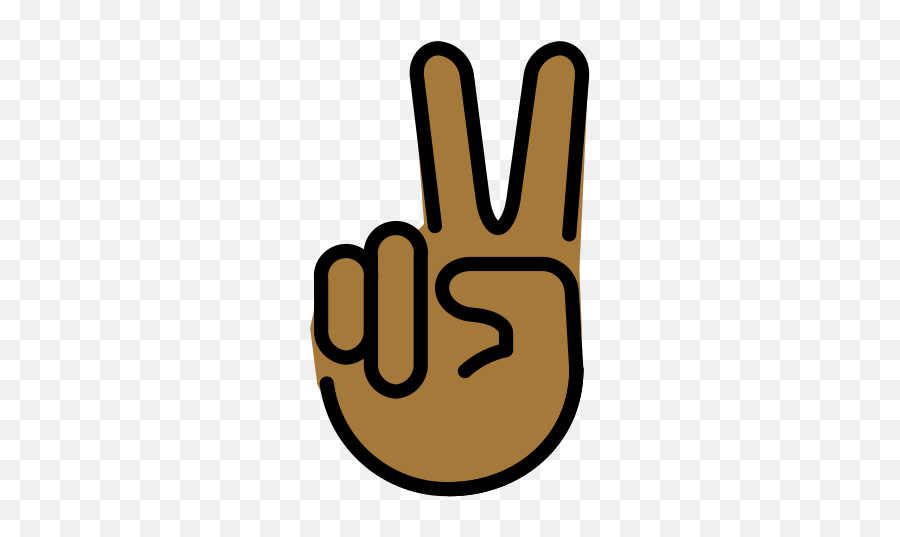 Victory Hand Medium - Dark Skin Tone Emoji Emoji V Png,Sign Language Emoji