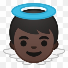 Baby Angel Emoji With Dark Skin Tone Meaning And Pictures - Boy Angel Face Clipart,Emoji Skin Tone