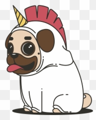 Pug Unicorn Dog Animal Puppy - Cartoon Pugs Emoji