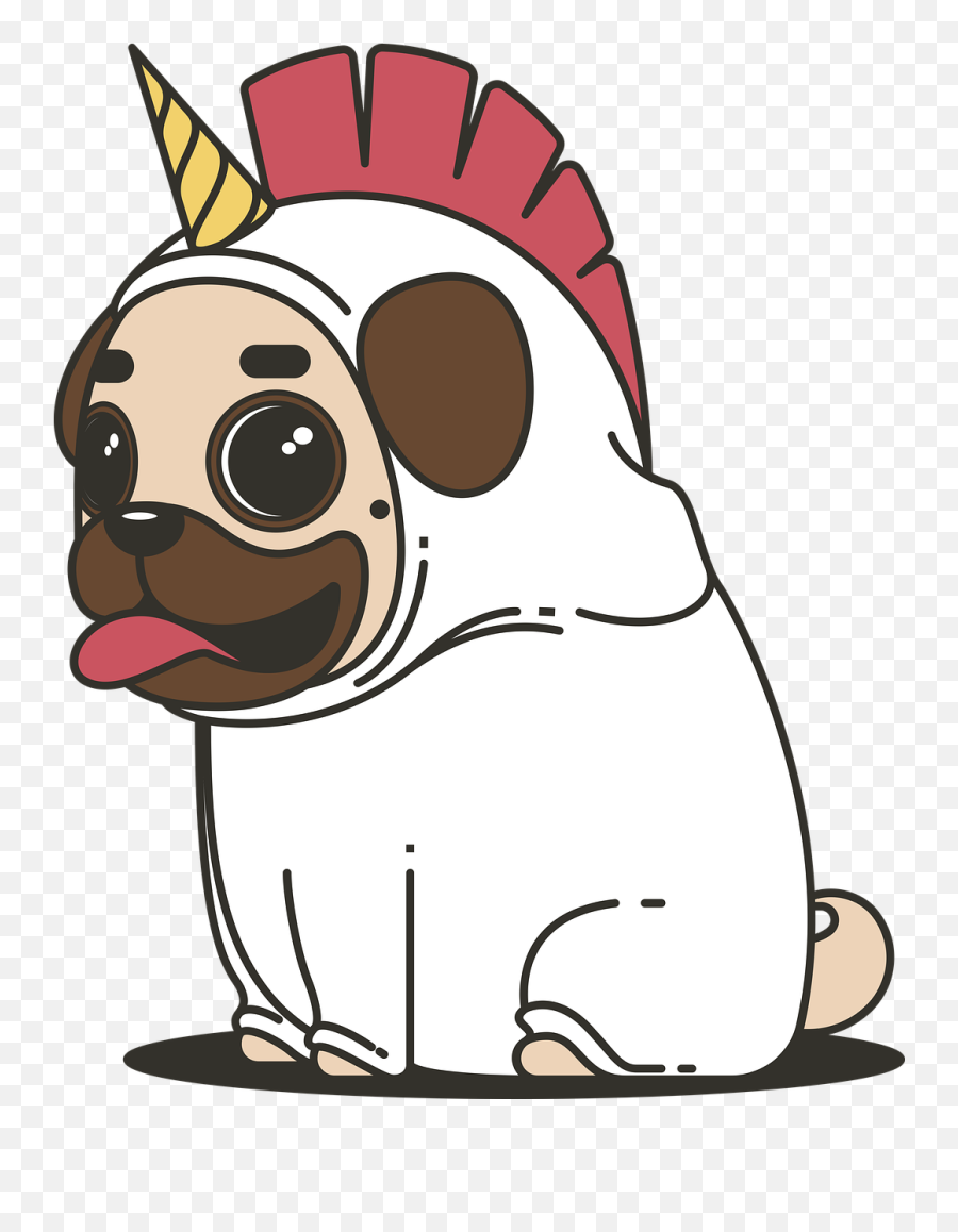 Pug Unicorn Dog Animal Puppy - Cartoon Pugs Emoji,New Unicorn Emoji