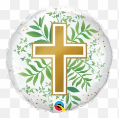 18q Religious Cross Golden Greenery - Greenery Cross Balloon Emoji,Religious Emoji
