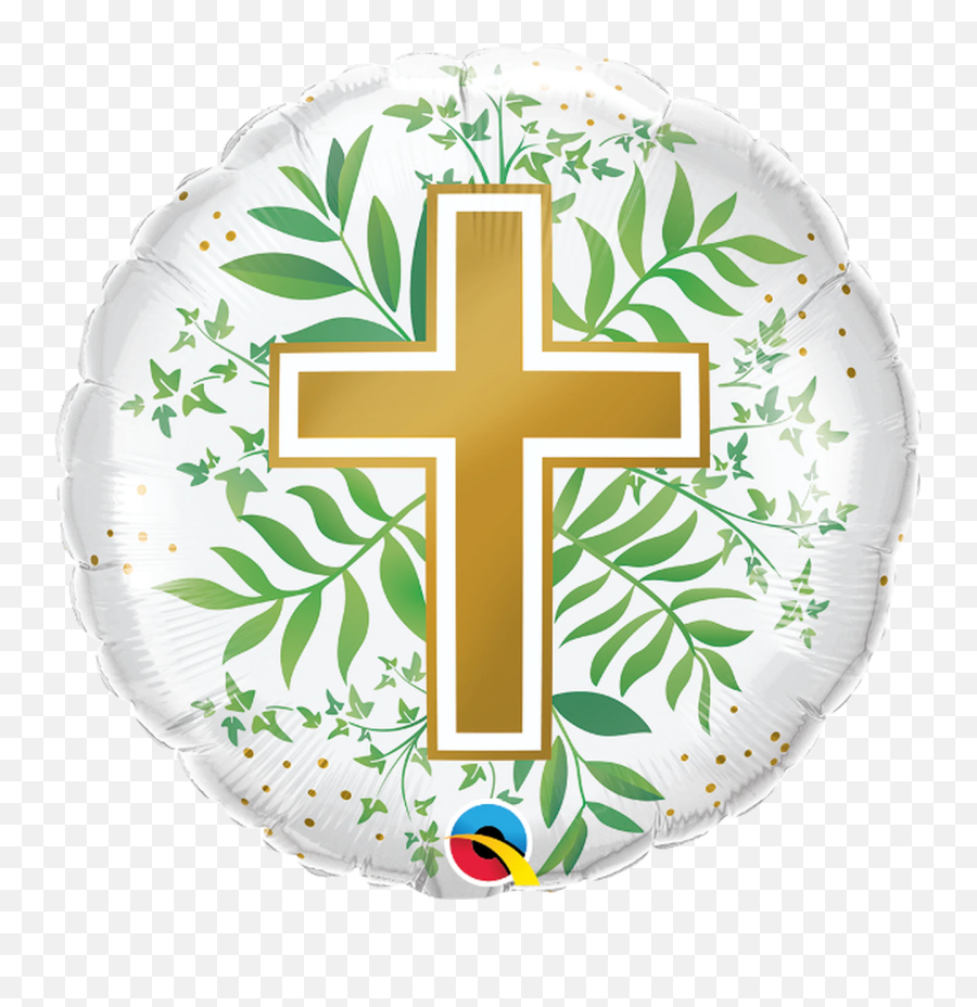 18q Religious Cross Golden Greenery - Greenery Cross Balloon Emoji,Religious Emoji