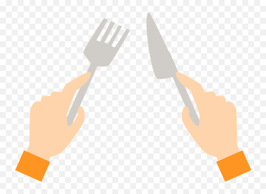 Holding A Knife And Fork Clipart - Clipart Of Hand Holding Fork Emoji,Fork Emoji