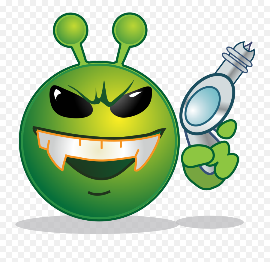 Smiley Green Alien Gun - Alien And Sedition Act Clipart Emoji,Blush Emoticon