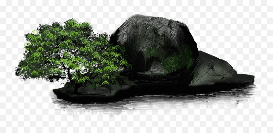 Rock Island Tree - Outcrop Emoji,Stone Rock Emoji