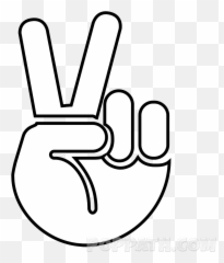 How To Draw A Victory Emoji - Black And White Hand