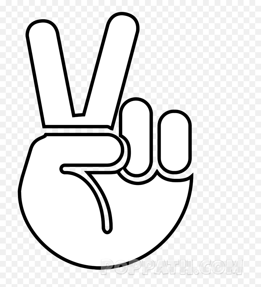 How To Draw A Victory Emoji - Black And White Victory Hand Emoji,:v Emoji