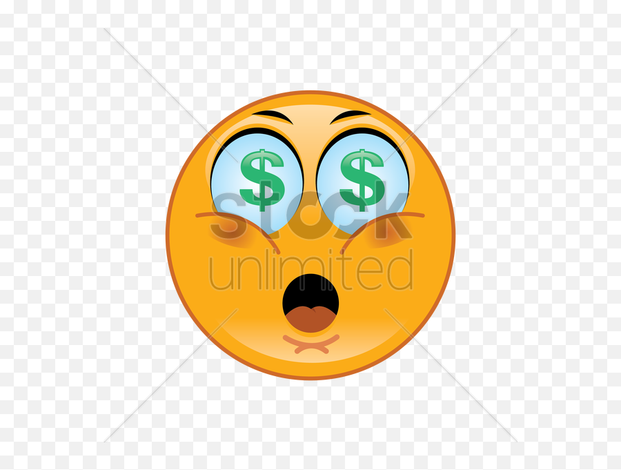 Excited Smiley With Dollar Sign Eyes Vector Image - Smiley Dollars Emoji,Excited Emoticon