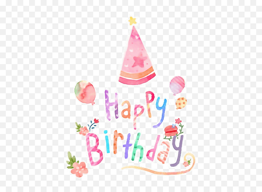 Happybirthday Birthday Hat Star Balloon Flower Macaron - Birthday Party Emoji,Birthday Hat Emoji
