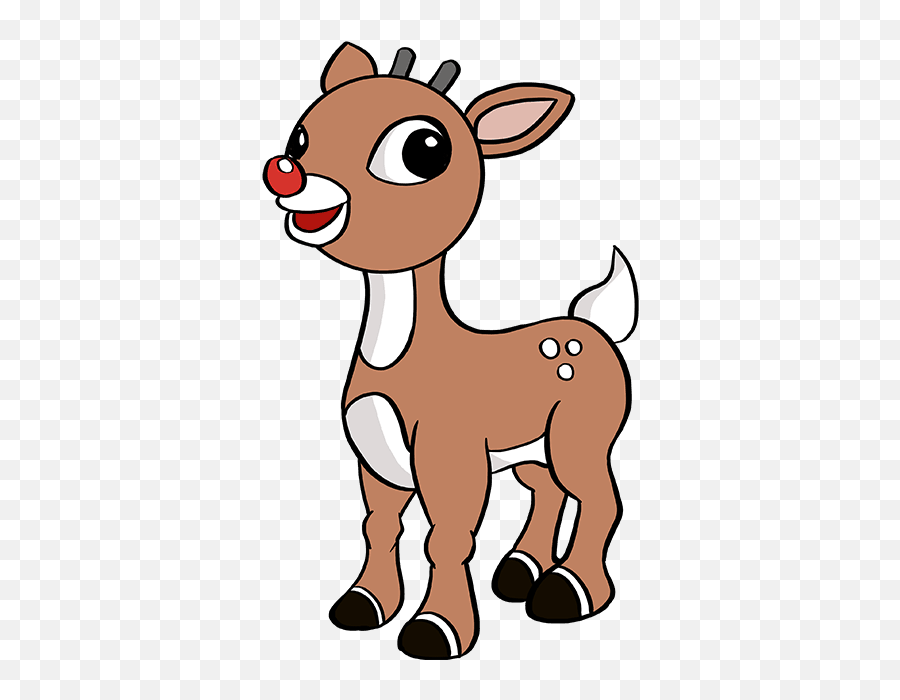 How To Draw Rudolph The Red - Nosed Reindeer Really Easy Rudolph The Reindeer Drawing Emoji,Rudolph Emoji