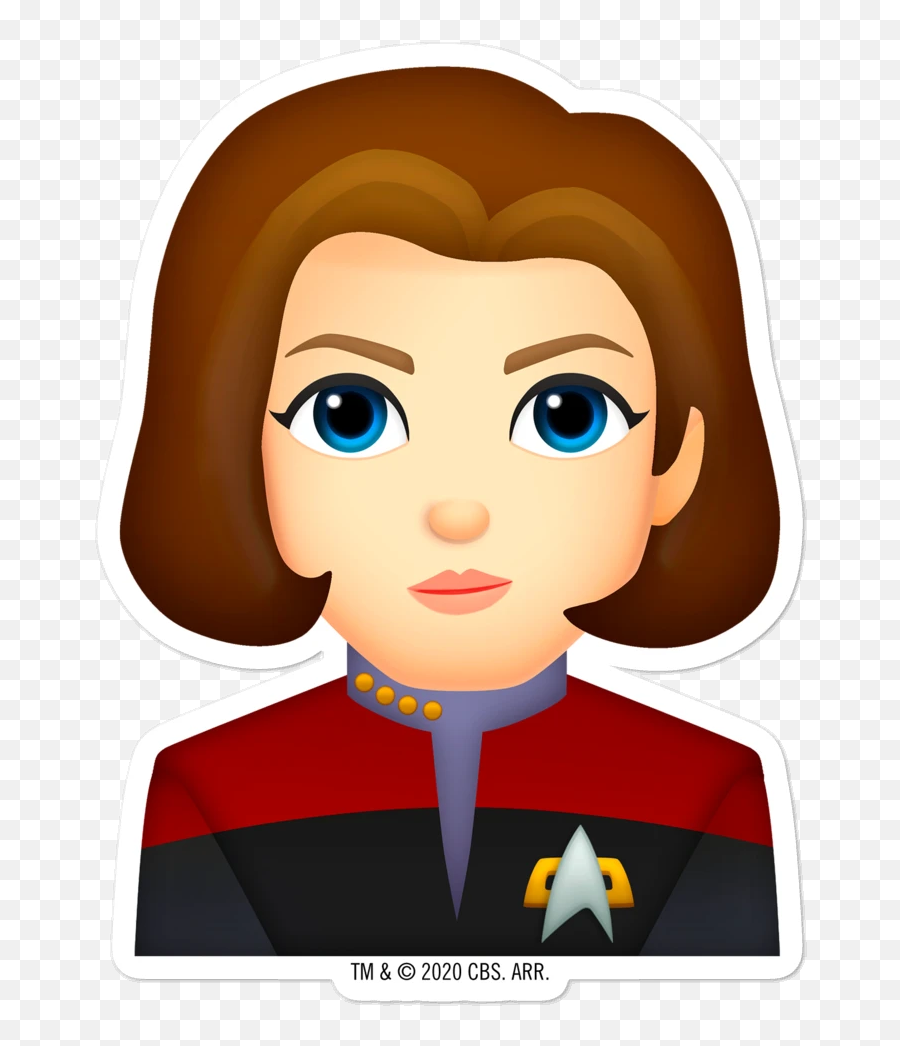 Voyager Janeway Emoji Die Cut Sticker - Cartoon,Emoji Laptop Stickers