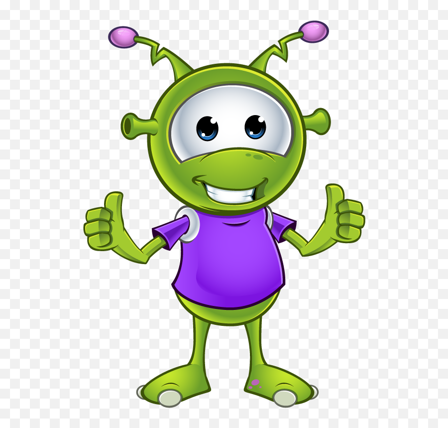 Download Hd Little Green Alien Two Thumbs Up - Green Alien Character Cute Emoji,Two Thumbs Up Emoji