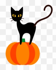 Black Cat - Black Cat And Pumpkin Clipart Emoji,Black Cat Emoji