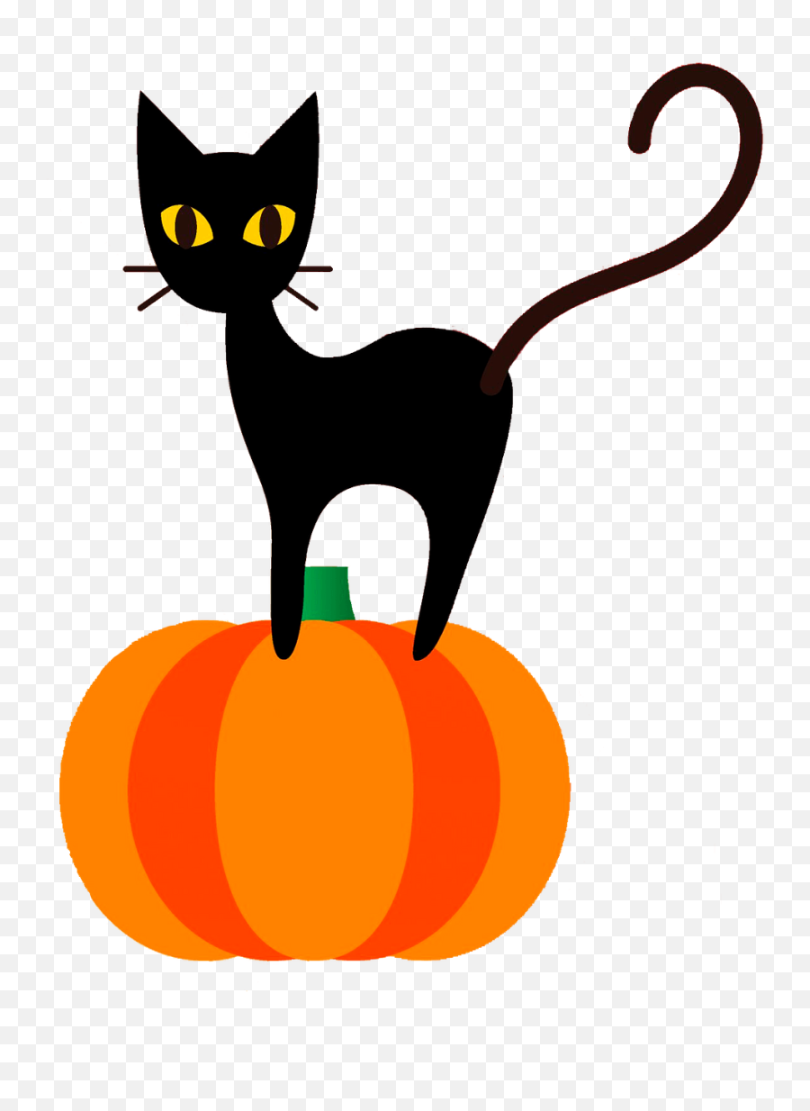 Black Cat - Black Cat And Pumpkin Clipart Emoji,Black Cat Emoji