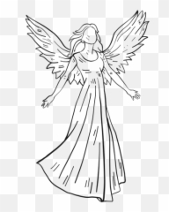 Female Angel Line - Art Png Emoji