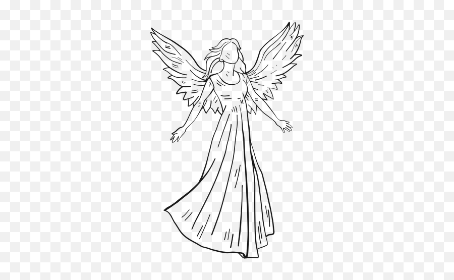 Female Angel Line - Angel Line Art Png Emoji,Angel Wing Emoji