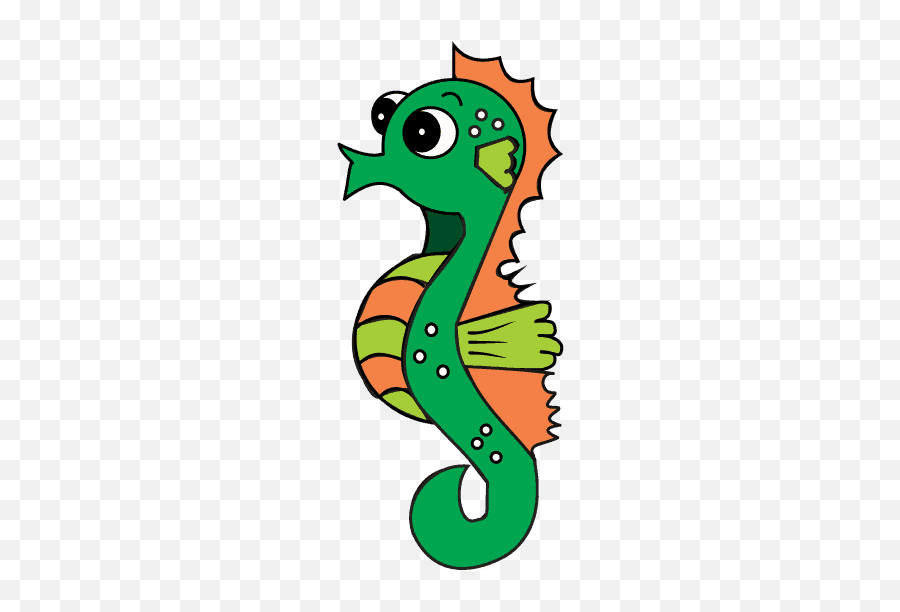How To Draw A Seahorse Step - Seahorse Drawing With Color Emoji,Seahorse Emoji