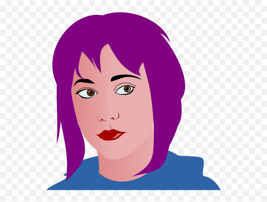 Purple Haired Girl Vector Illustration - Purple Hair Clipart Emoji,Emoji Things For Girls