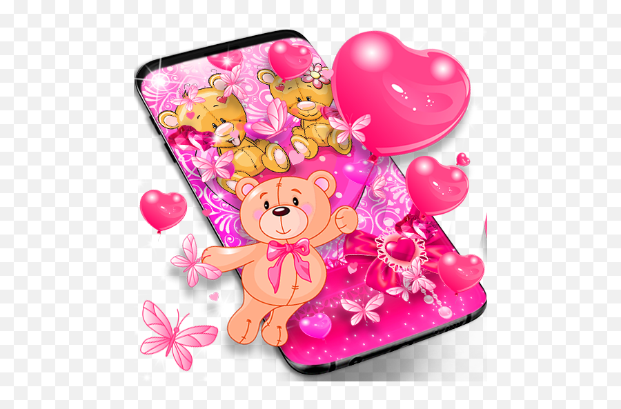 Teddy Bear Love Hearts Live Wallpaper - Teddy Bear Love Hearts Live Emoji,Heart Emoji Backgrounds