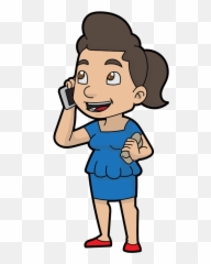 A Cartoon Businesswoman Chatting - Clipart People On The Phone Emoji,Hand Chin Emoji