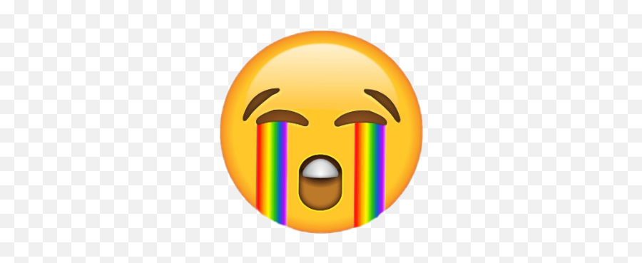 Rainbow Emoji Sticker Emoticon Cry Crying New Colorful - Cry Emoji Faces Sad,Crying Emoticon