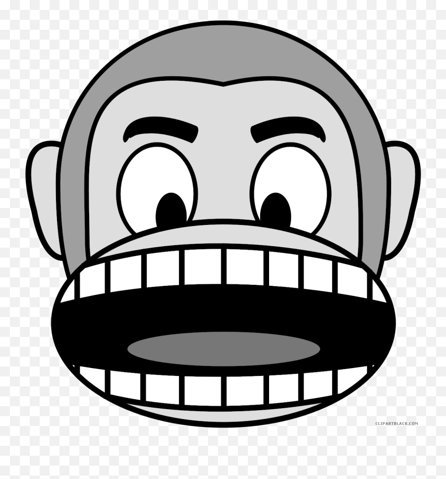 Monkey Emojis Animal Free Black White Clipart Images - Black And White Open Mouth Clipart,Animal Emojis