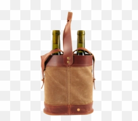 Leather Napa Double Wine Tote - Beer Bottle Emoji