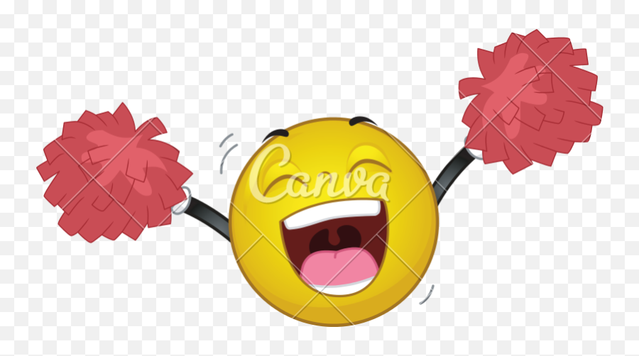 Happy Smiley Cheer Pompoms - Smiley Pom Pom Girl Emoji,Cheer Emoji