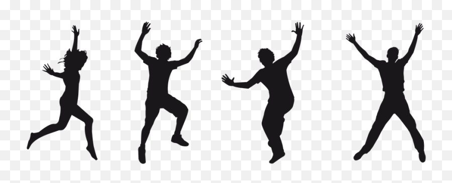 Gambar Bersulang Perayaan Gratis - Silhouette Jumping For Joy Emoji,Confetti Emoji