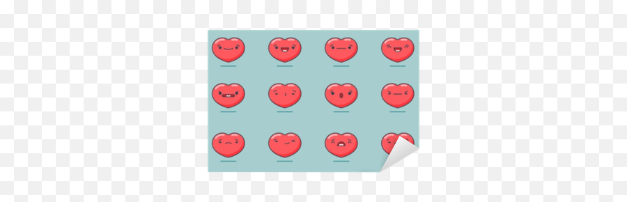Vinilo Pixerstick Conjunto De Vectores Kawaii Corazón Emoticons Aislado En El Fondo Azul Claro U2022 Pixers - Vivimos Para Cambiar Smiley Emoji,Emoticonos Corazones