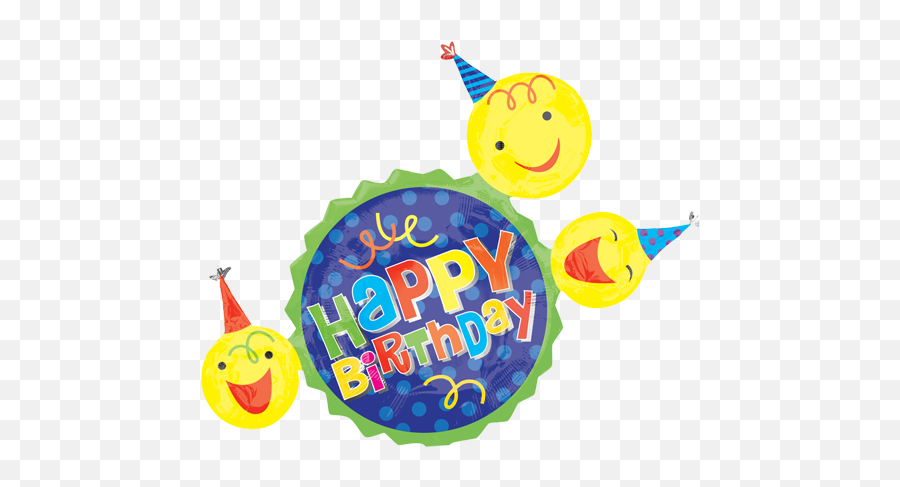 36 Happy Birthday Smiley Faces Supershape Foil Balloon - Balloon Emoji,Happy Birthday Emoticon