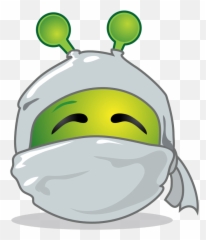 Smiley Green Alien White Ninja - Cartoon Emoji