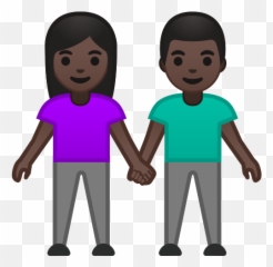 Dark Skin Tone - Two People Holding Hands Cartoon Emoji