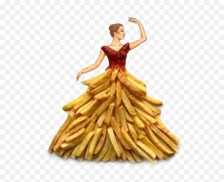 French Fries Sticker Challenge - Dress Made Out Of French Fries Emoji,French Fry Emoji