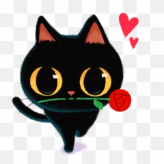 Emoji Set Be My Valentine - Lovely,Black Cat Emoji