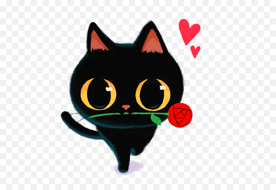 Emoji Set Be My Valentine - Lovely,Black Cat Emoji