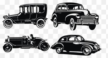 Sports car Vintage Classic - Vector black classic Cars Silhouette Emoji