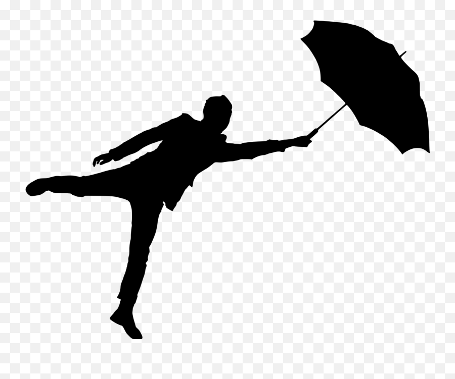 Silhouette Man Umbrella Air Wind - Taj Mahal Emoji,Wind Blowing Emoji