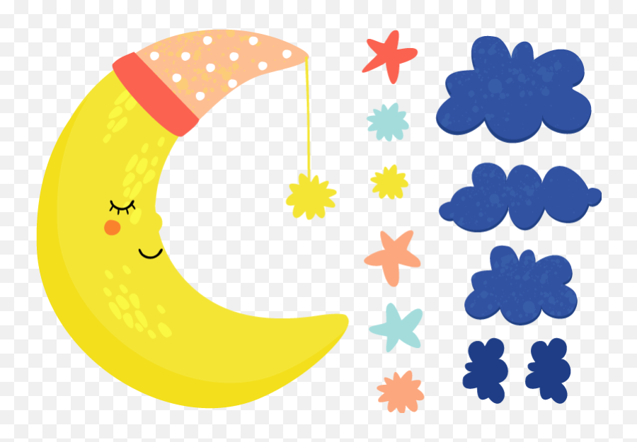 Moon And Stars Illustration Wall Art - Immagine Luna Per Bambini Emoji,Samsung Moon Emoji