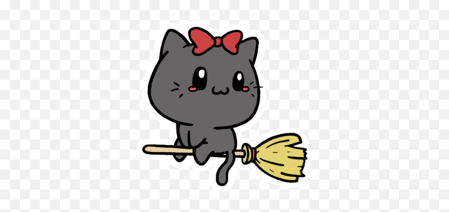 Via Giphy - Black Cat Sticker Gif Emoji,Black Cat Emoji
