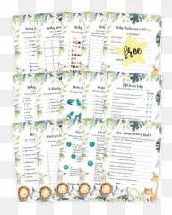 Safari Animals Baby Shower Game Pack - Calligraphy Emoji