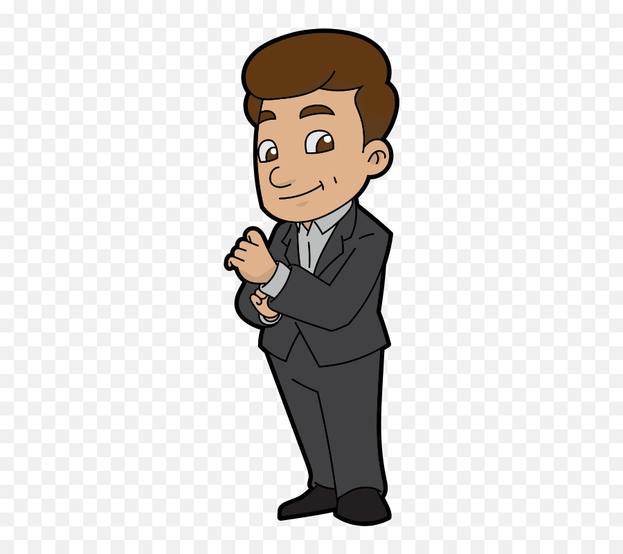 Likeable Cartoon Businessman - Happy Businessman Cartoon Transparent Emoji,Hand Chin Emoji