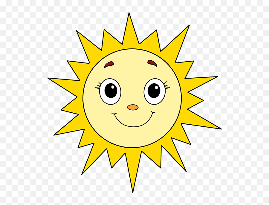 How To Draw A Smiling Sun - Sun Drawing Emoji,Sunlight Emoji