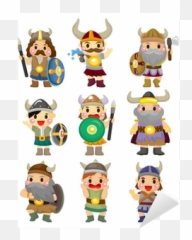 Cartoon Viking Pirate Icon Set Sticker - Viking Smile Cartoon Emoji,Viking Emoticon