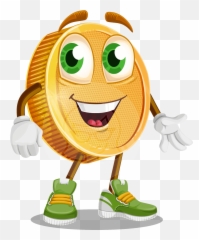 Cartoon Coin Vector Character - Cartoon Coin Emoji,Waving Emoticon