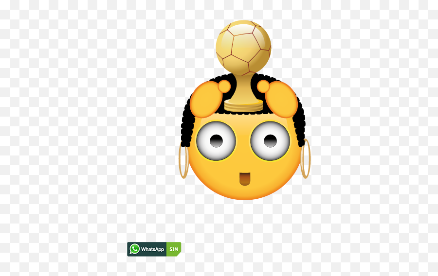 Erstauntes Emoticon Mit Pokal Und Ohrringe Whatsapp Sim - Dot Emoji,Soccer Ball Emoticons