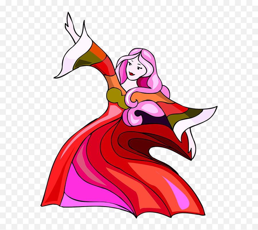 Abstract Colourful Comic - Dibujo Danza Folklorica Emoji,Red Dress Dancing Emoji