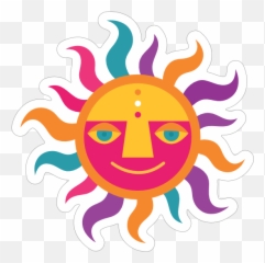 Colorful Sun Hippie Sticker - Maker Emoji