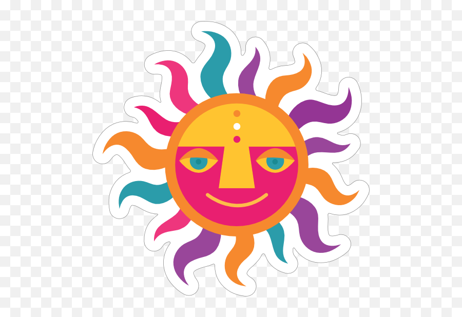 Colorful Sun Hippie Sticker - Sticker Maker Emoji,Sun And Fire Emoji